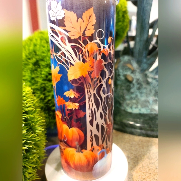 Pumpkin Archway 20oz Skinny Stainless Steel Tumbler - Fall Theme w/ Lid - Picture 4 of 9